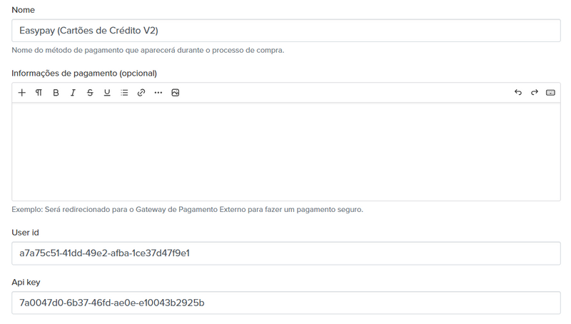 url configuration easypay