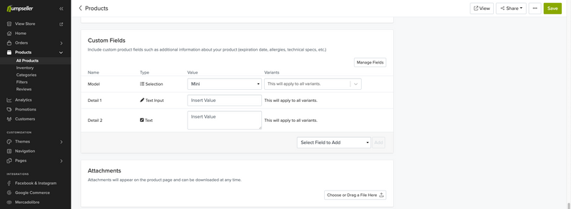 Interface de Campos Personalizados