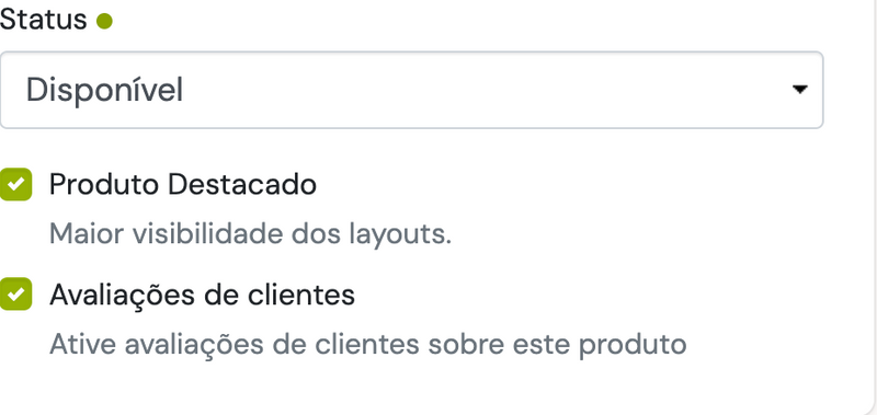 Status de novo produto