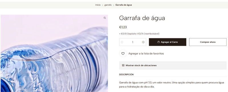 depósito Volta na página de produto