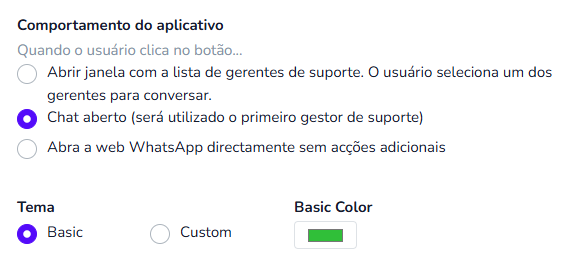 WhatsApp opções