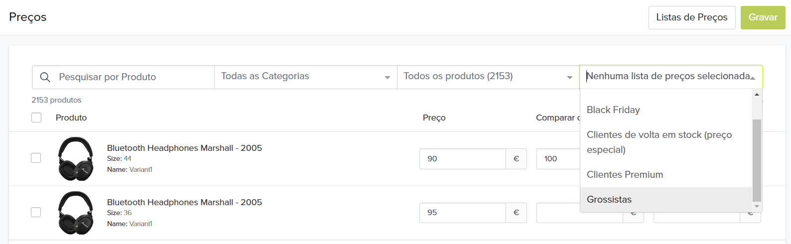 selecionar lista