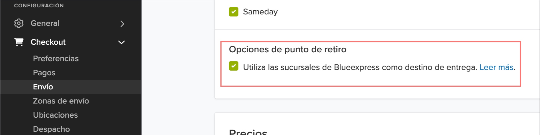 Utilizar sucursales como destino de entrega