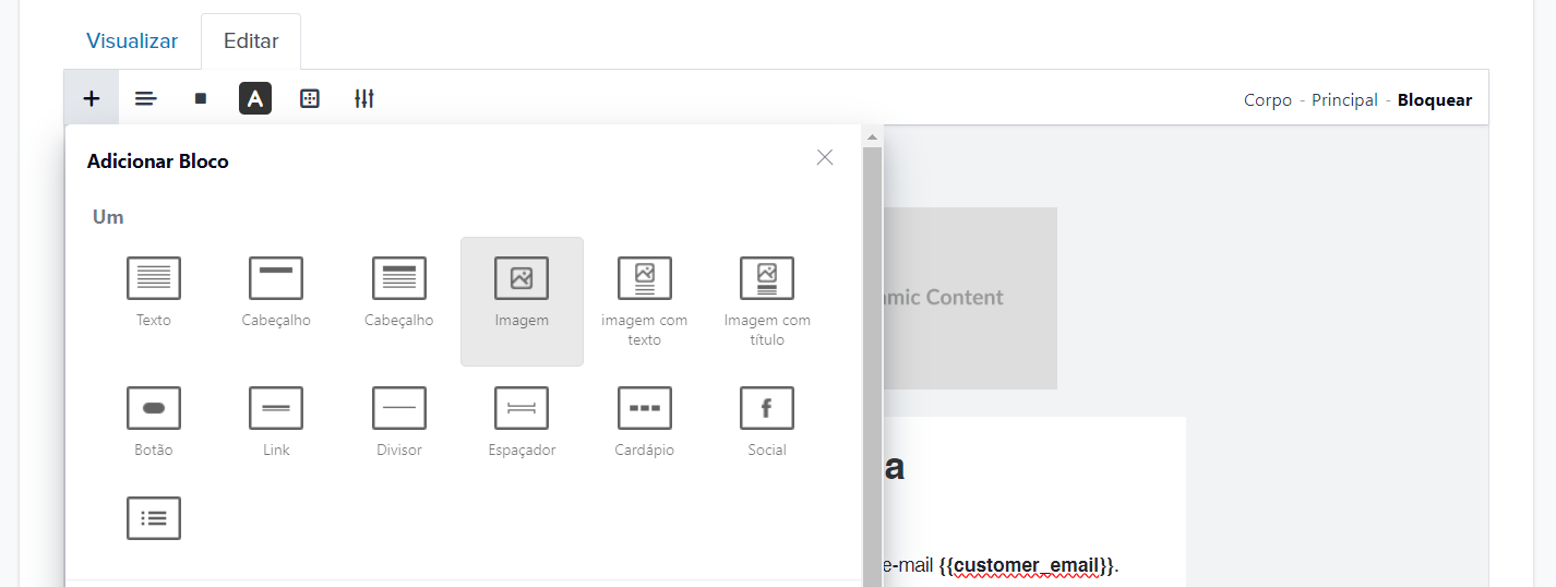 Editor de e-mail - Adicionar imagem