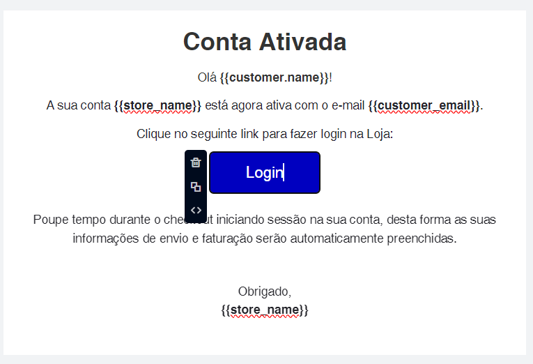 Editor de e-mail - Editar elemento