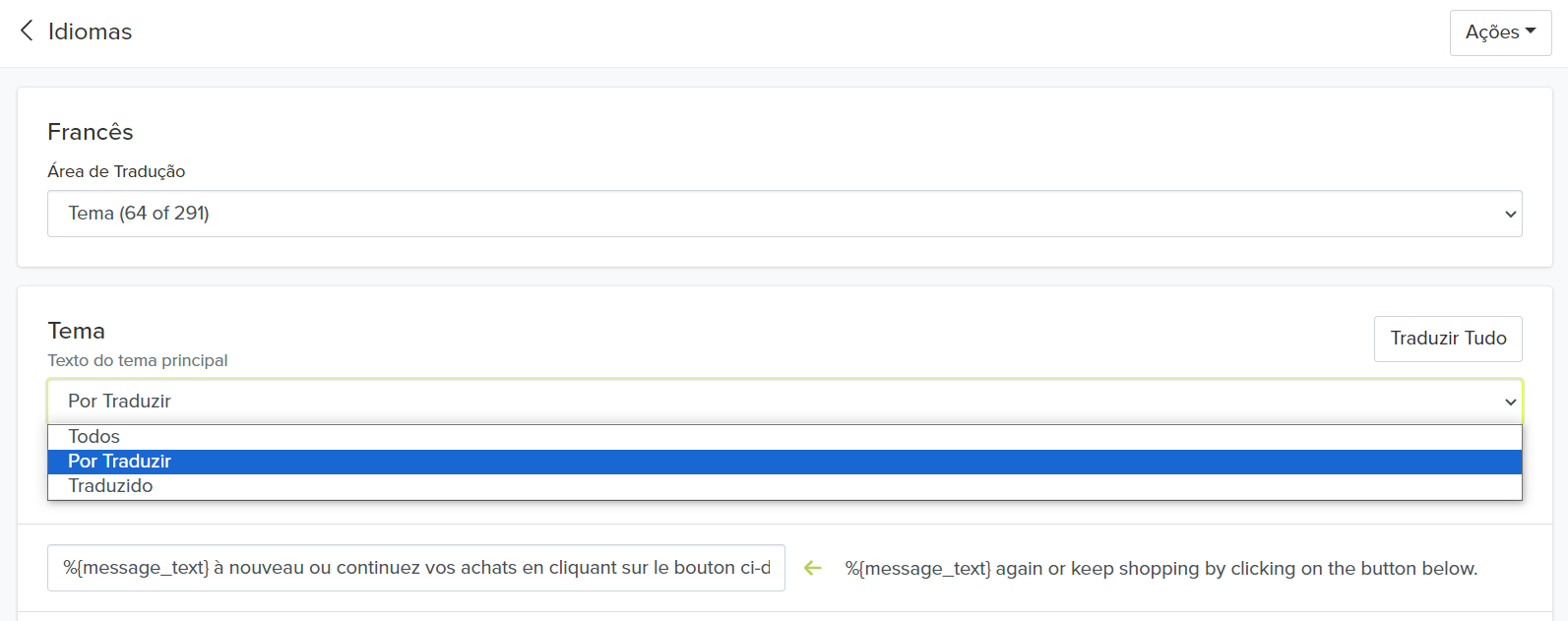 Editor de e-mail - Strings não traduzidas