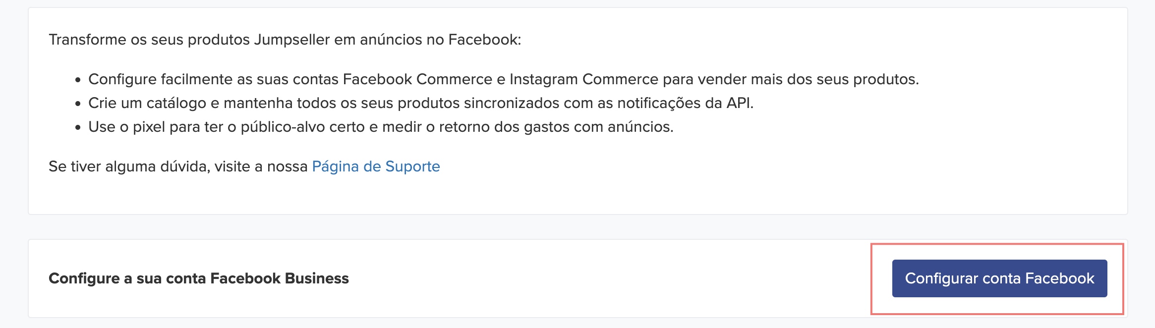 configurar conta facebook