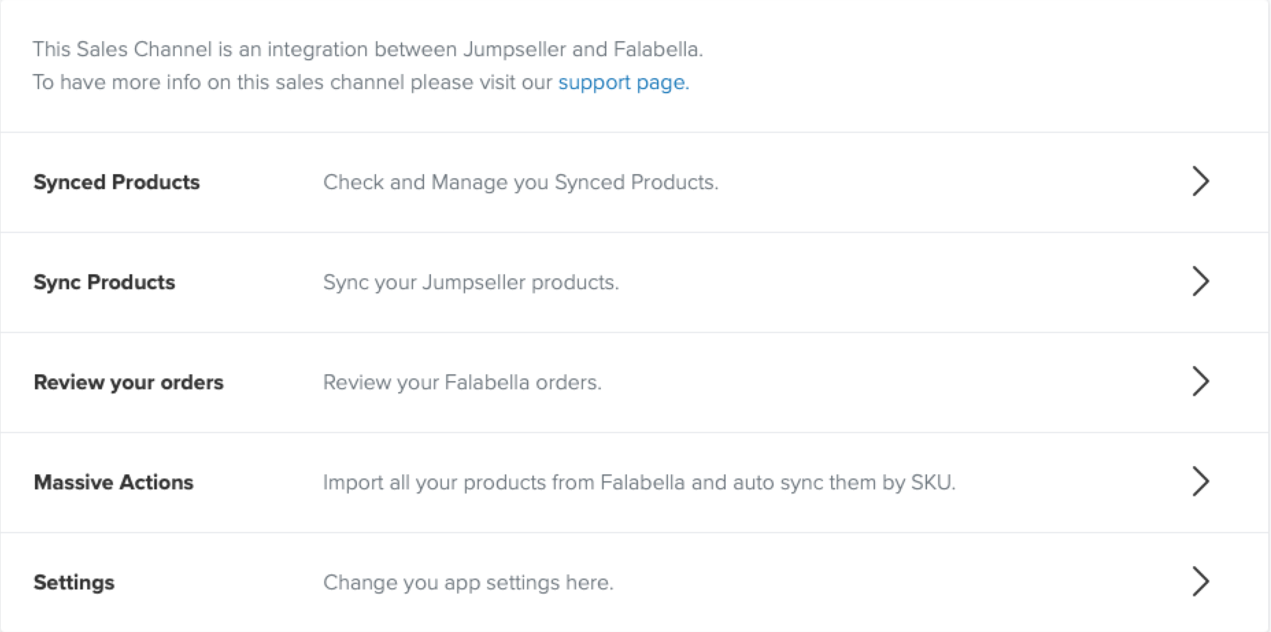 Falabella Marketplace dashboard
