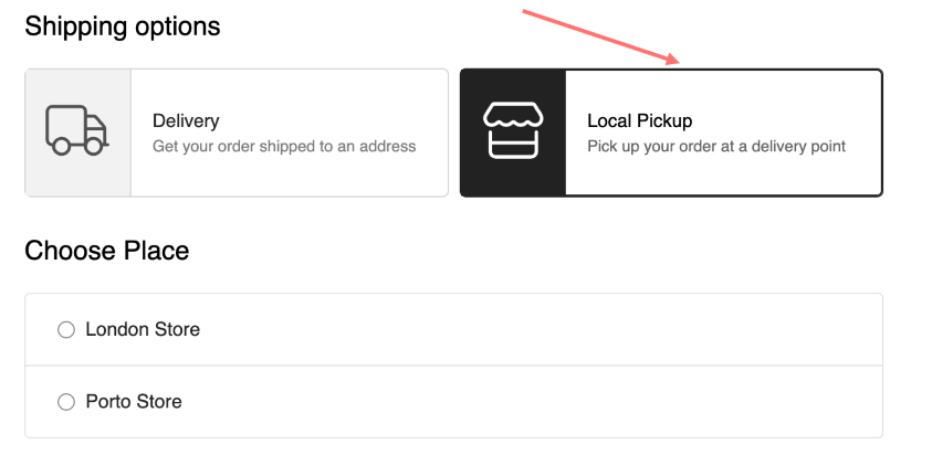 pickup shipping screen