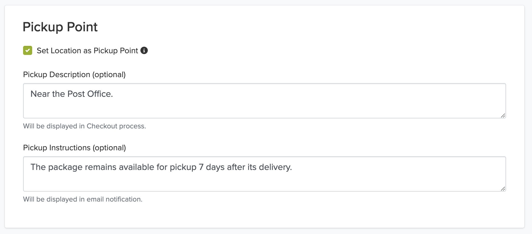 pickup instructions