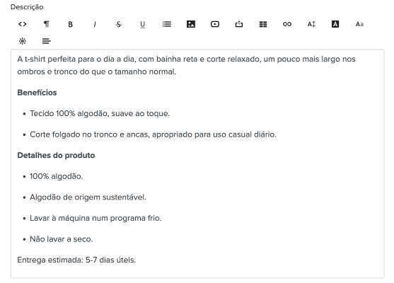 descrição do produto