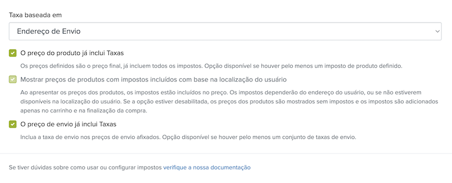 configurar impostos