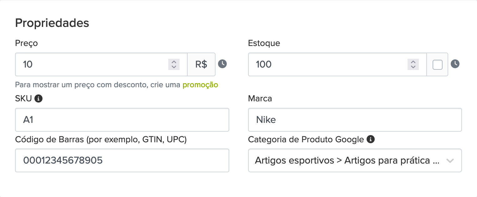 propriedades produto