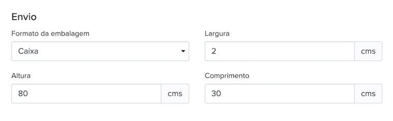envio produto
