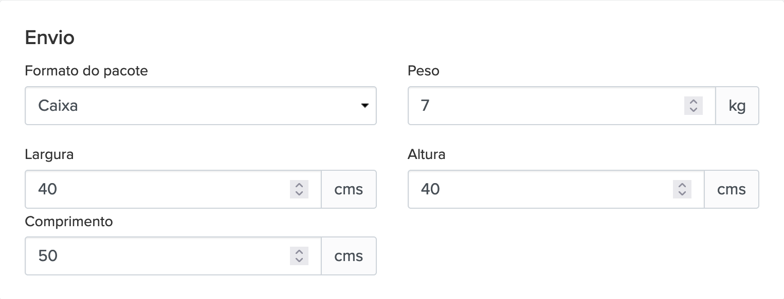envio produto