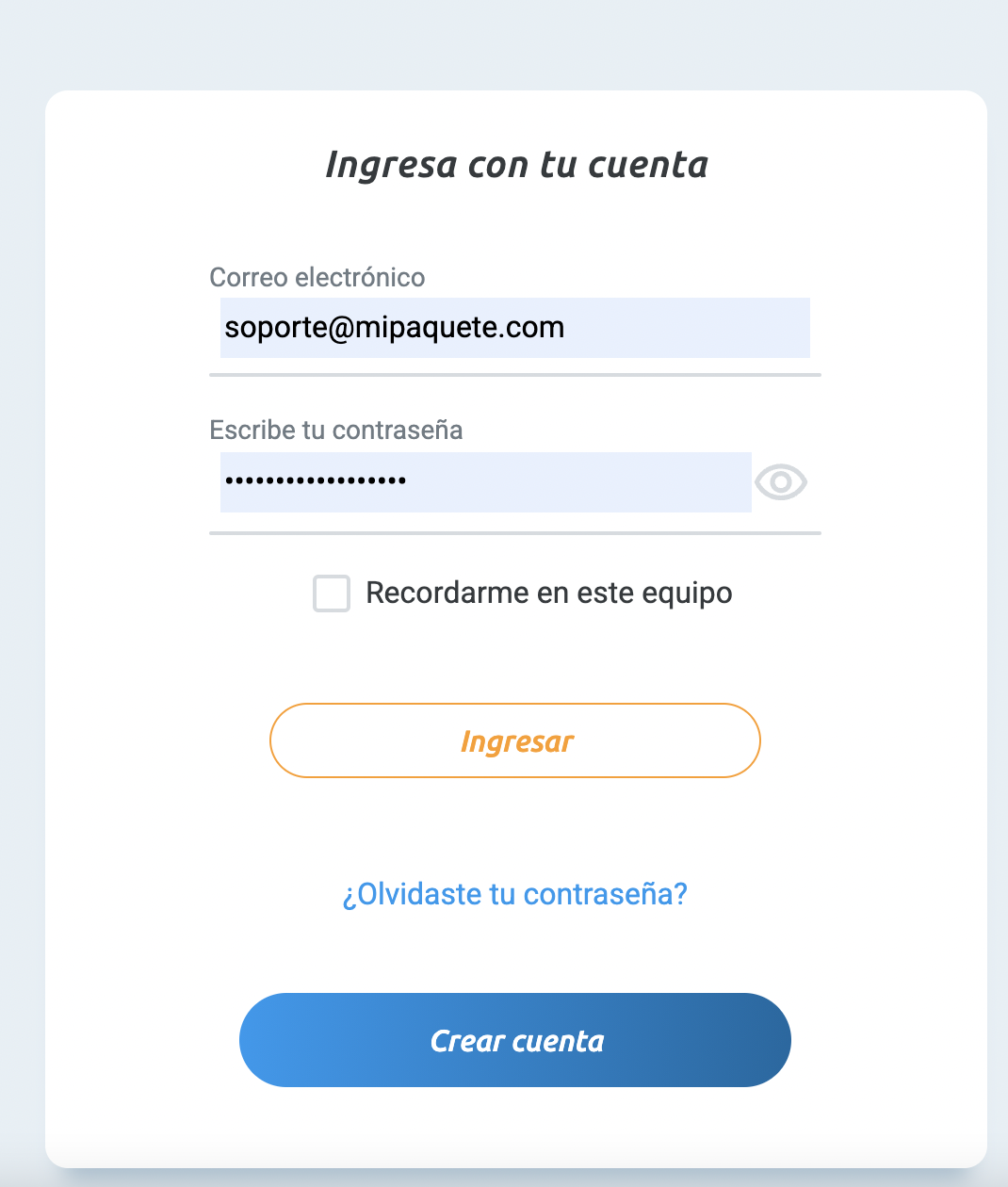 Imagen del login de la aplicación