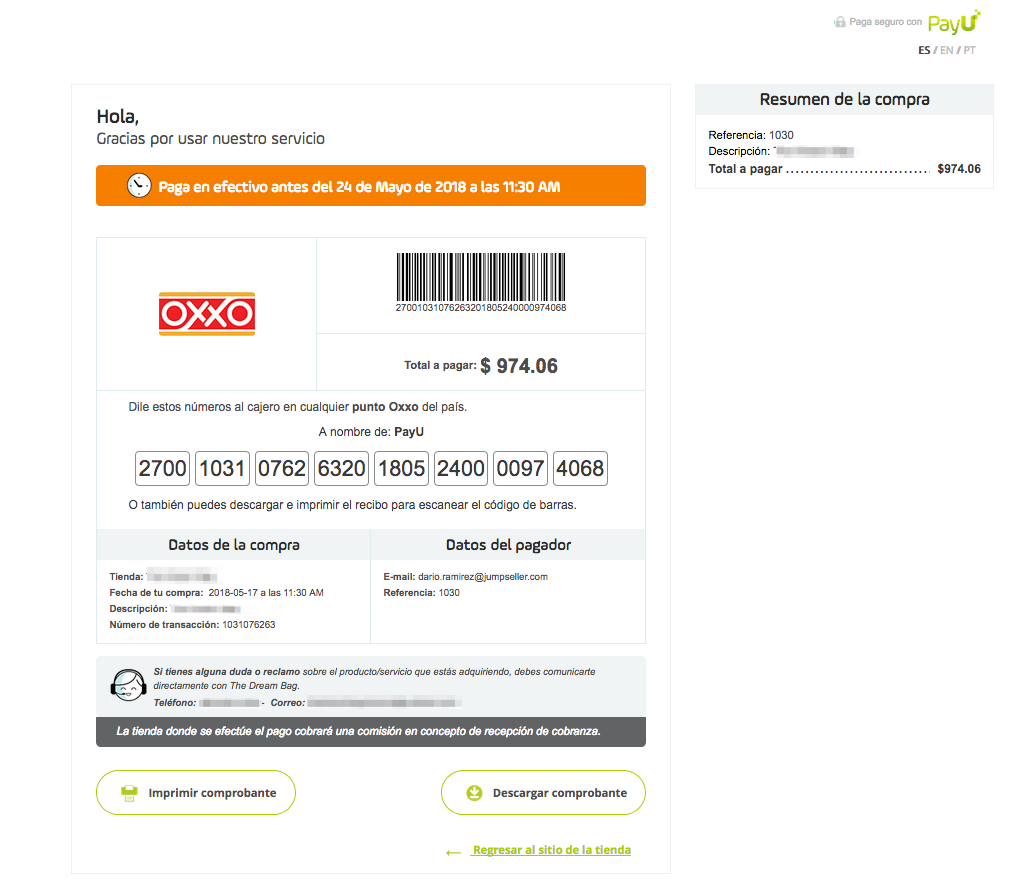 Voucher pago Oxxo