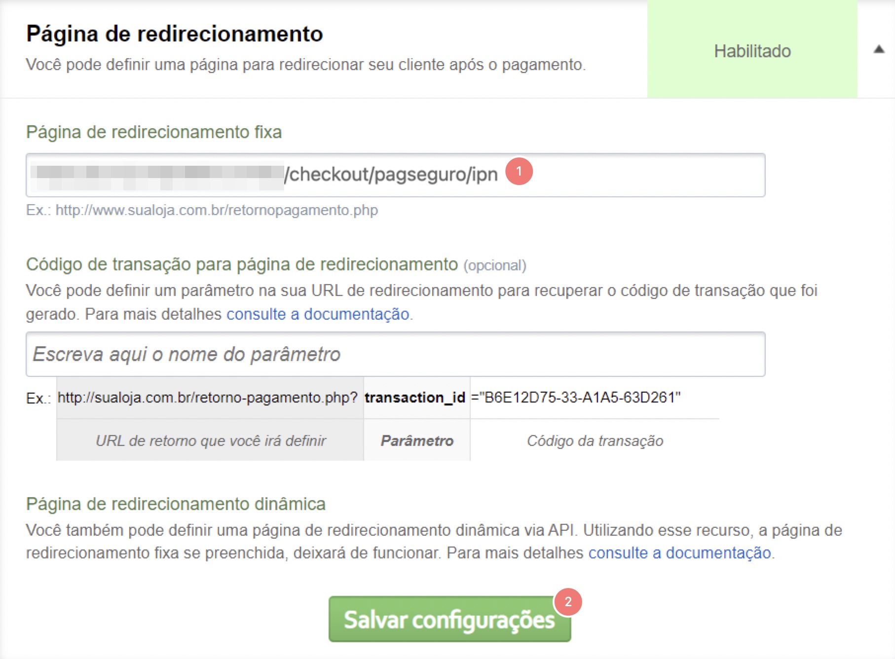 pagseguro redirecionar