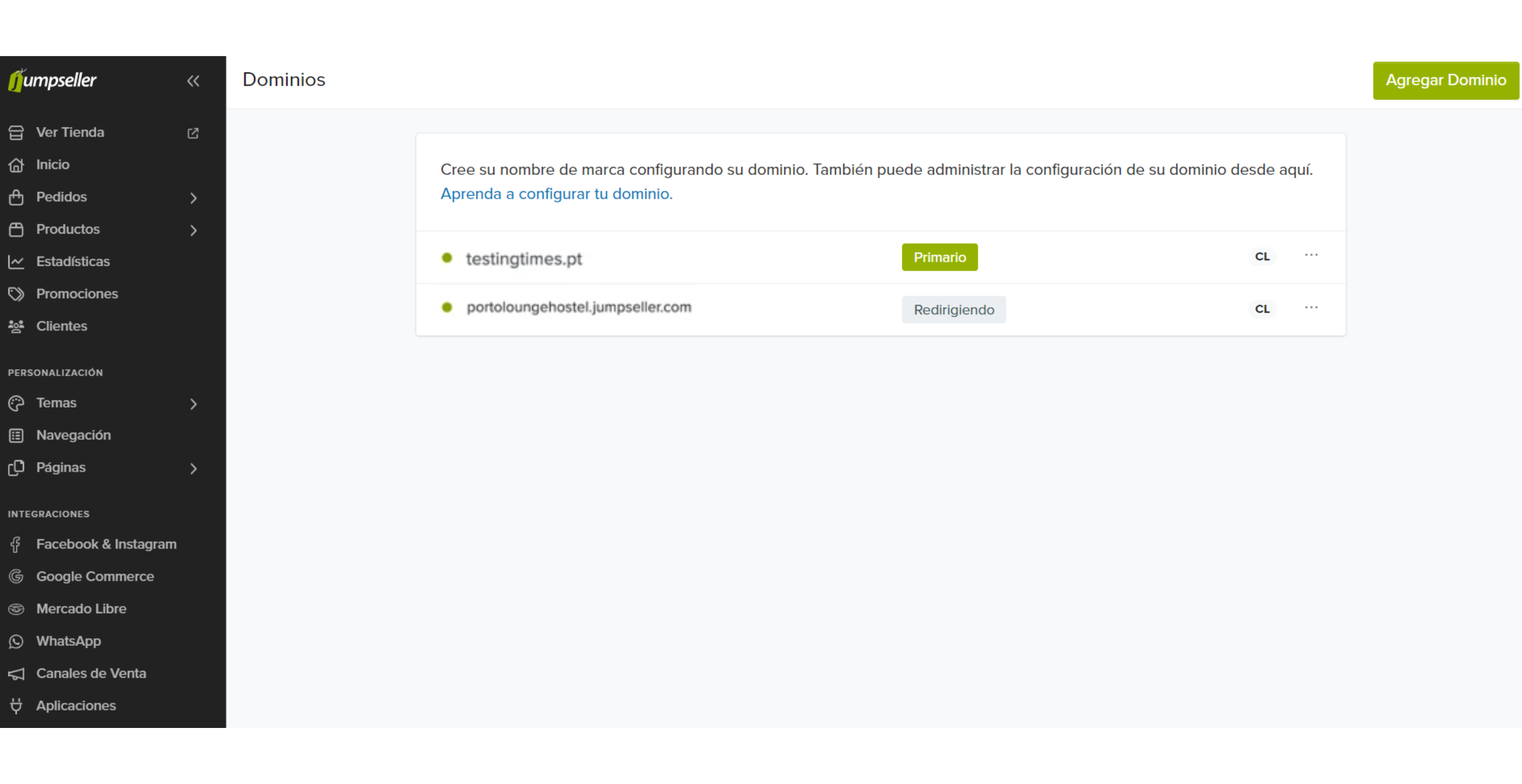 Dominio instalado