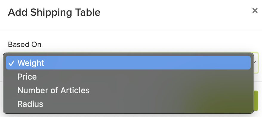 Tabla de Tarifas