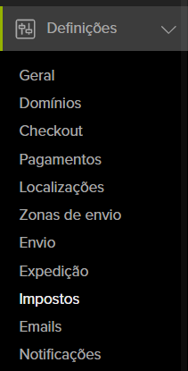 menu de administração