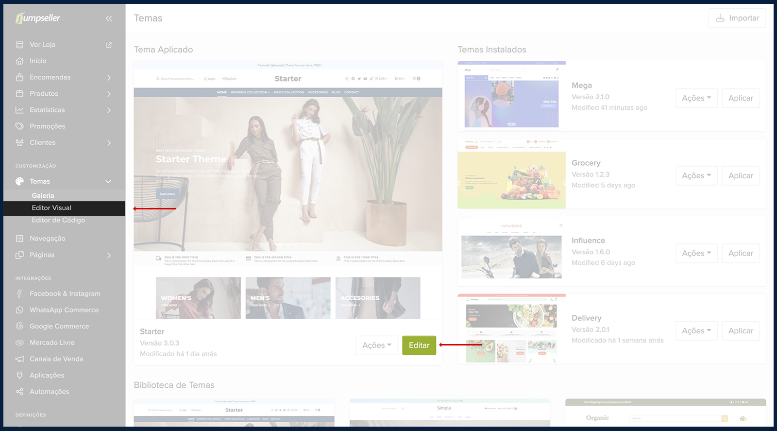 Open Visual Theme Editor on Current Theme